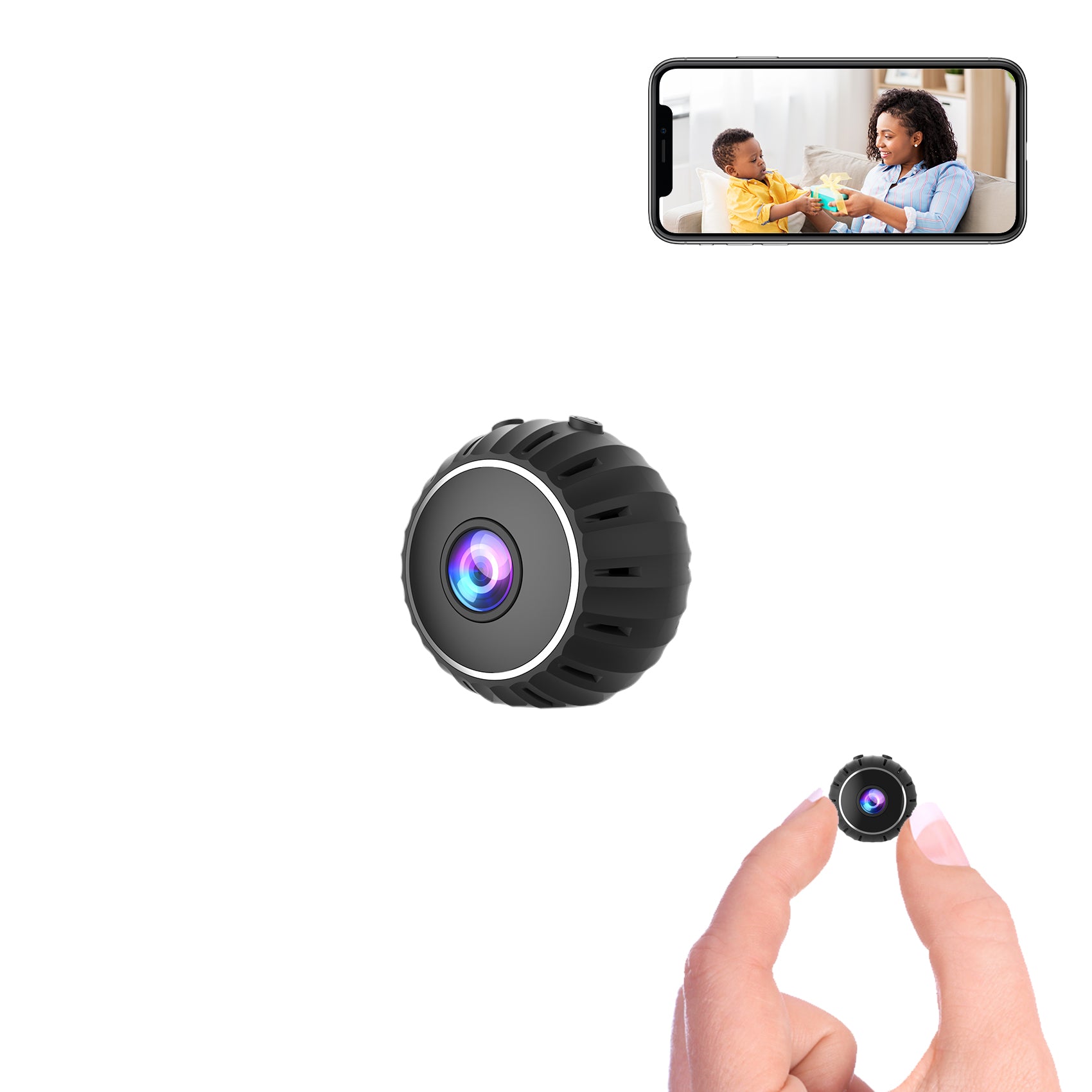  Hidden Spy Camera,1080P WiFi ,Mini, Portable Wireless Security  Cameras Video Recorder IP Cameras Nanny Cam with DIY Interchangable  Lens/Motion Detection for Indoor Outdoor Monitoring : Electronics